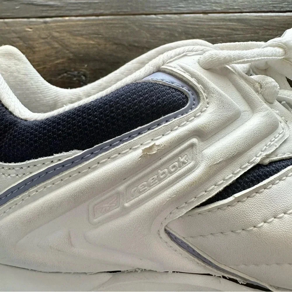 Reebok DMX Walk Men’s White & Blue Lace-Up Tennis Shoes Size 8 GUC